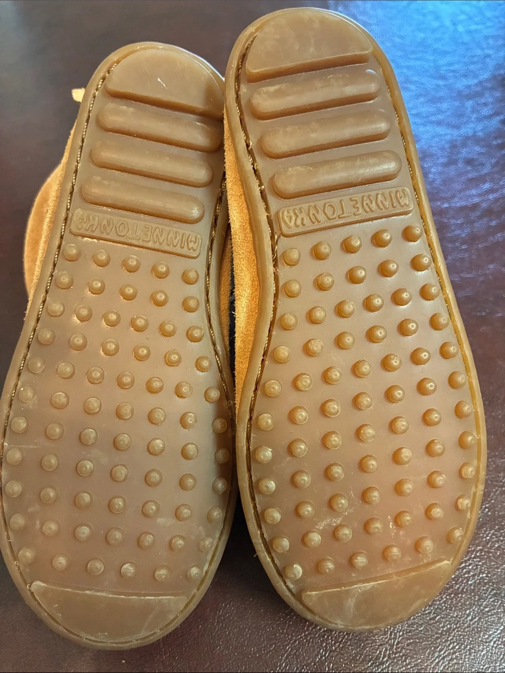 Minnetonka Kids Suede Moccasin Boots in Tan with Fringe